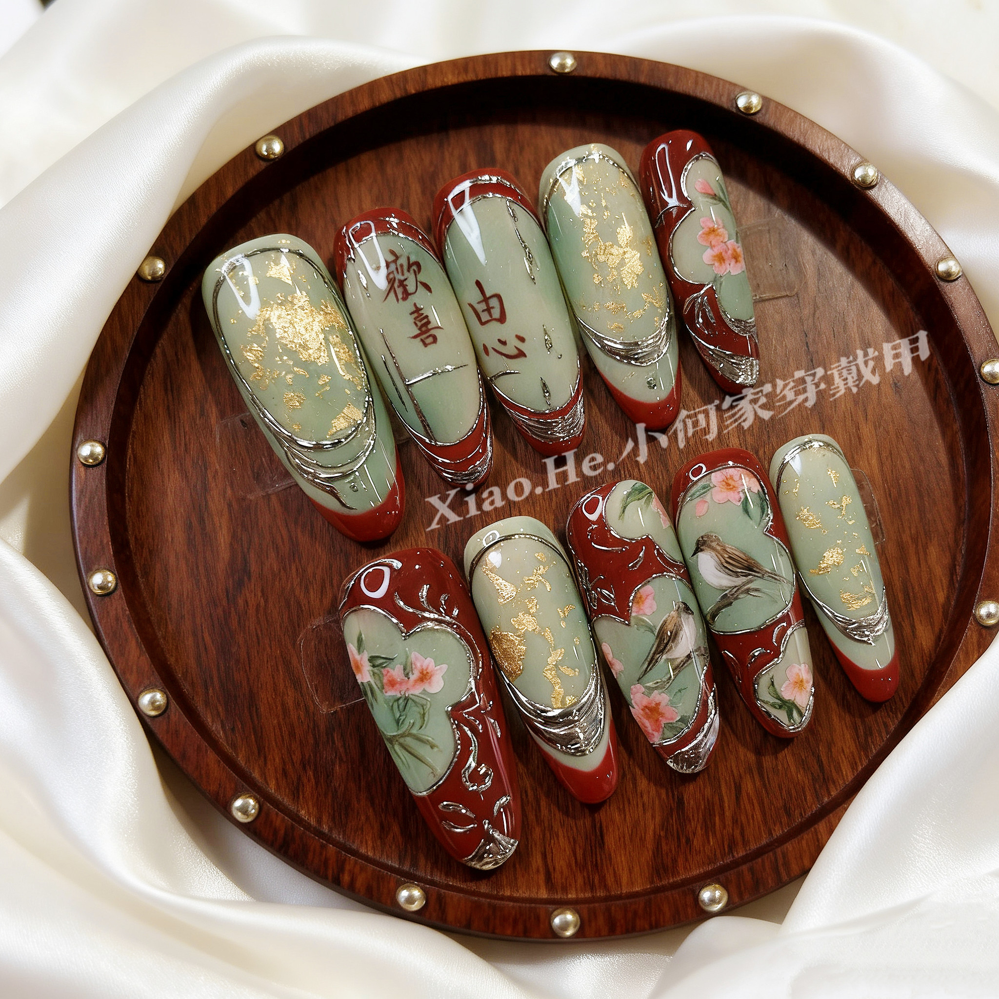 TT【 飞鸟与树梢】小何家纯手工穿戴甲·高级手绘美甲贴片,商务/设计服务,礼品定制,淘宝优惠券,粉丝福利购,淘宝优惠卷