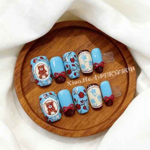 【 可可小熊】小何家纯手工穿戴甲·高级手绘美甲贴片