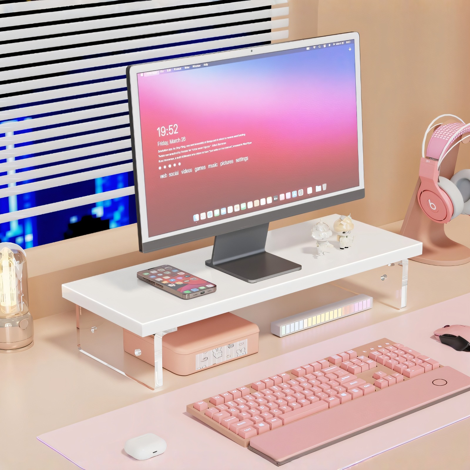 台式电脑增高架亚克力悬浮办公桌面置物架收纳屏幕显示器支架工位