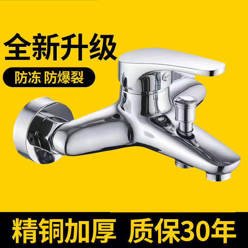 全铜二合一冷热水龙头三联混水阀卫生间热水器淋浴洗澡带花洒套装