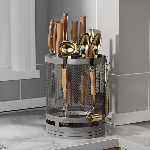 简约三合一置物架2025新款智能沥水高端一体款厨房刀架家用筷子架