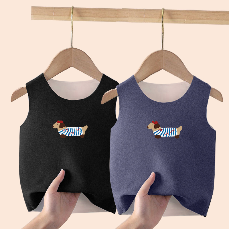 男童女童马甲可爱德绒打底衫保暖内搭无袖背心秋冬季新款休闲上衣