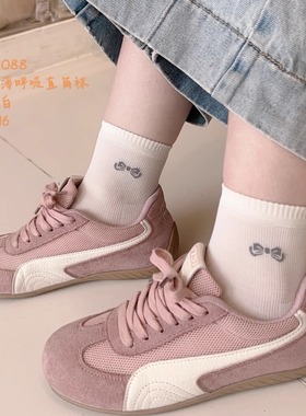 韩玛斯H32088超薄春夏无痕不掉跟透气防臭吸汗呼吸直角蝴蝶结女袜