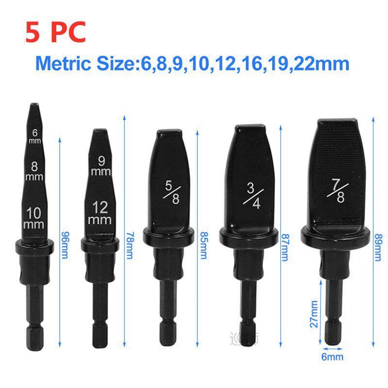 5pcs Copper Pipe Drill Bits Flaring Hex Handle Practical Tub