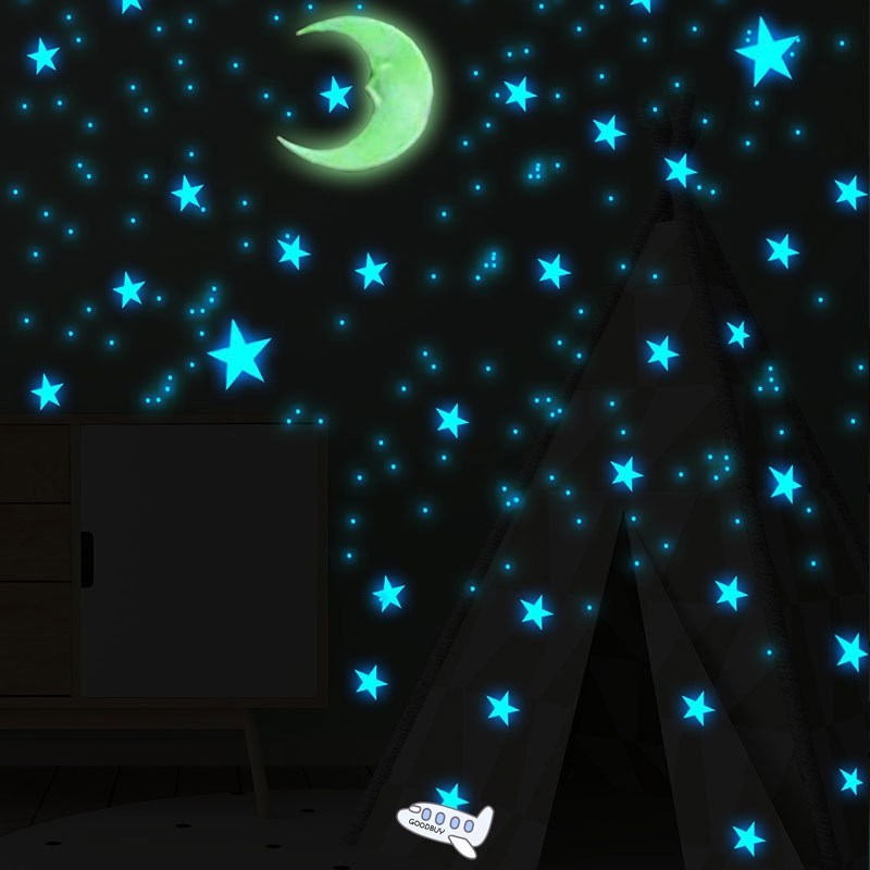 100 Pcs 3cm Luminous Stars Wall Stickers Glow In The Dark St