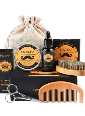 5pcs/set Men Beard Kit Styling Tool Beard Bib Aprons Balm Be