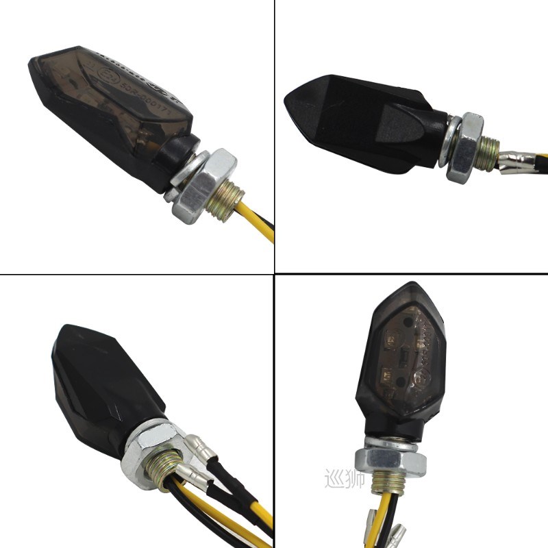 4PCS Mini Motorcycle Smoke Lens Turn Signal Light 5LED 12V A