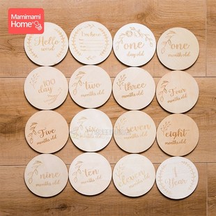 Mamihome 16pc Baby Wooden Teethers Newborn Milestone Card Pe