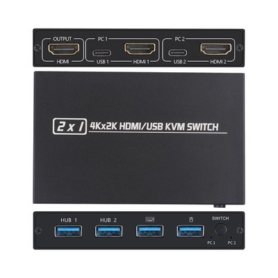 2 Port 4K HDMI USB KVM Switch Splitter For Shared Monitor K