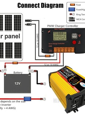 6000W 12V LED Screen Car Inverter Power Adapter Modified Sin
