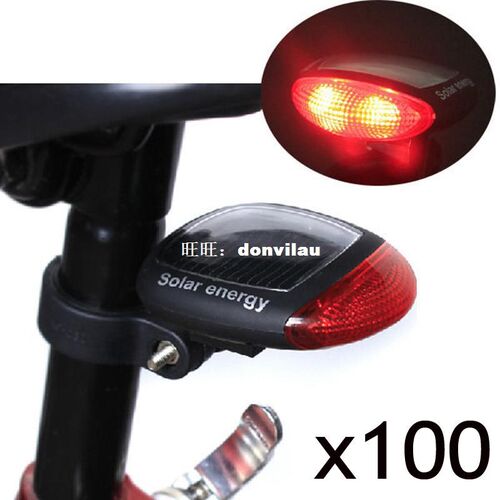 Solar Power LED Bike Bicycle Rear Tail Light Lamp