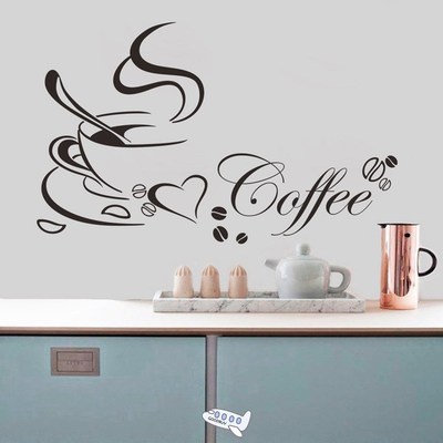Coffee cup with heart vinyl quote Restaurant Kitchen removab