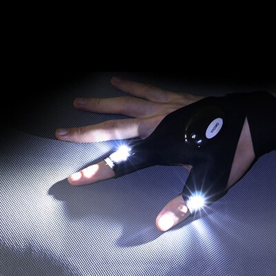 Night Light Waterproof Fishing Gloves with LED Flashlight Re