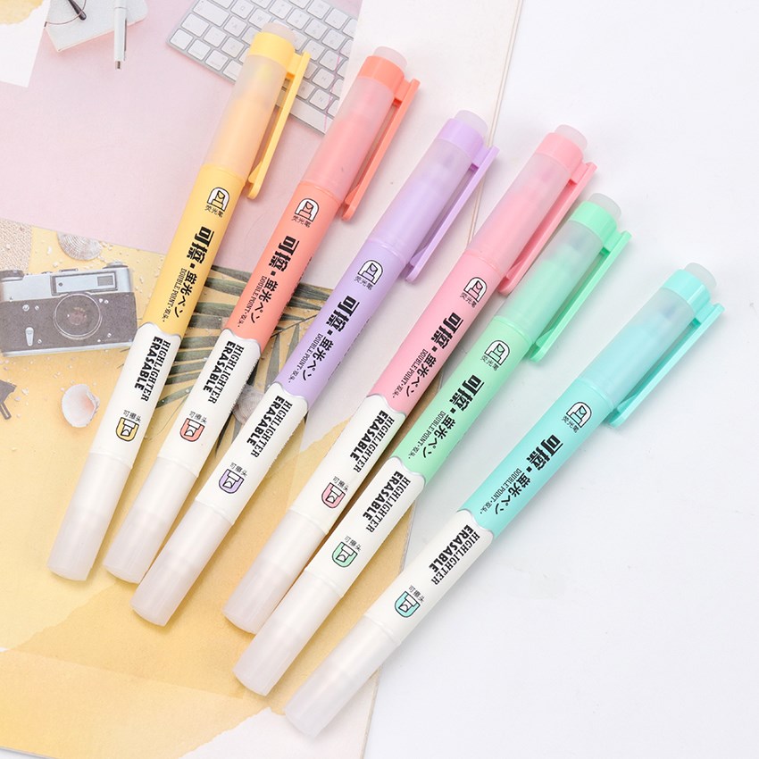 Double Head Erasable Highlighter Pen Markers Fluorescent Pen