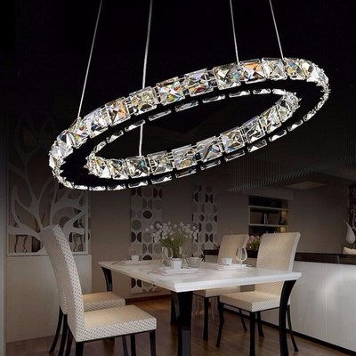 Luxurious led lamps Silver Crystal Ring LED Chandeliers Crys