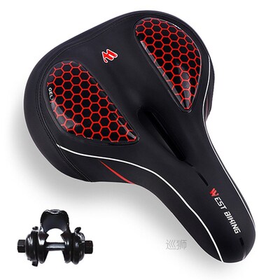 Bicycle Saddle with Tail Light Thicken Widen MTB Soft Comfor