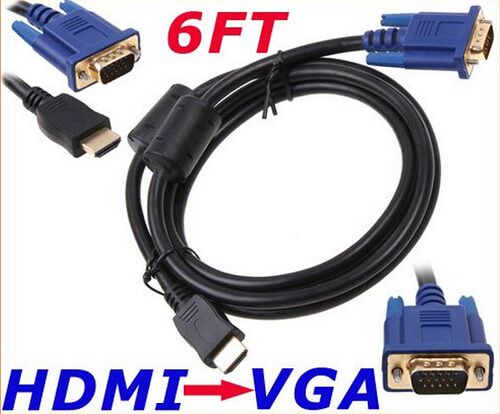 HDMI Gold Male to VGA HD-15 Cable 6FT 1.8M HDMI to VGA cable