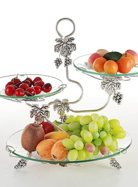 Glass Fruit Plate three-tier european-style bar party modern