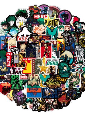 100PCS My Hero Academia Sticker PVC 2.4 3.6in Waterproof Re