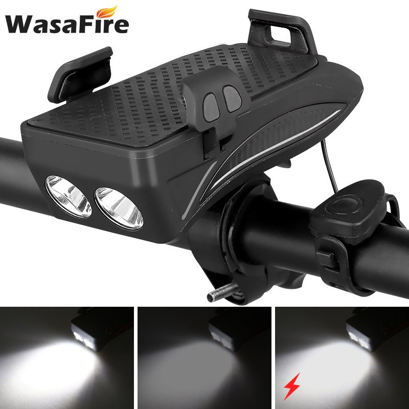 2000mAh/4000mAh 4 in 1 Bicycle Front Lights USB Bike Horn Ph