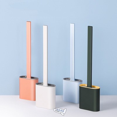 Silicone WC Toilet Brush Flat Head Flexible Soft Bristles Br