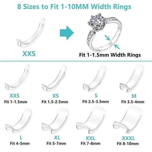 8 Sizes Silicone Invisible Clear Ring Size Adjuster Resizer