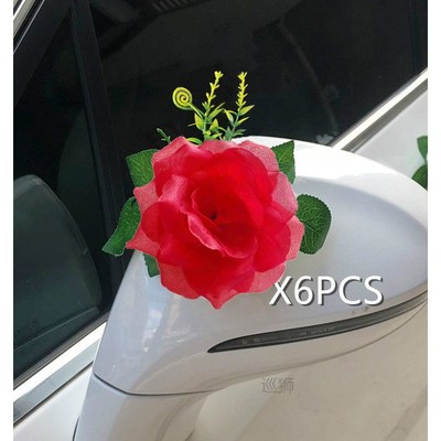 Artificial White Rose Wedding Car Decoration Flower with Rib