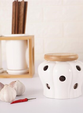 Round Ceramics Jars Storage Container with Bamboo Lids for S
