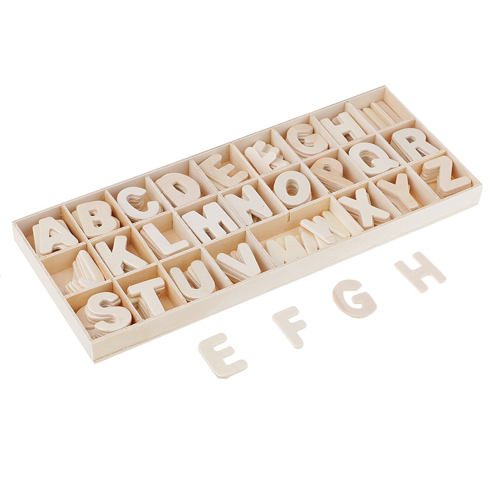 156 Pieces Craft Wood Letters, Natural Colors, Wood Alphabet