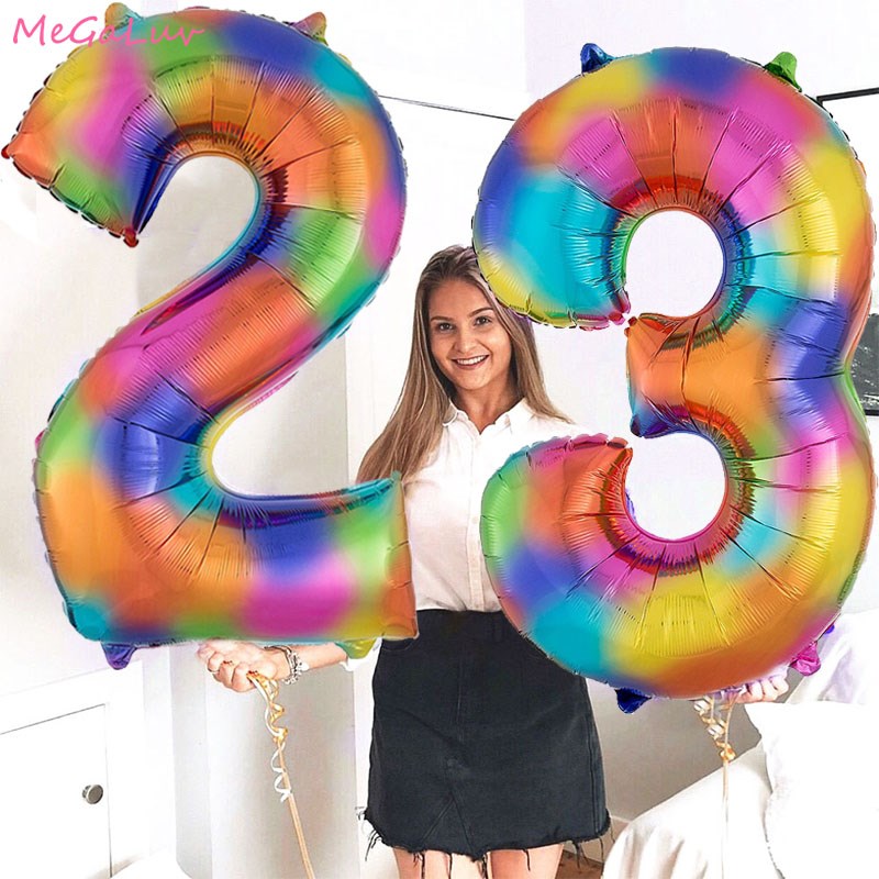40 Inch Rainbow Number Foil Balloons Wedding Birthday Party