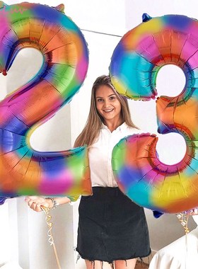 40 Inch Rainbow Number Foil Balloons Wedding Birthday Party