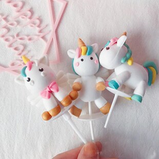 Rainbow Unicorn Soft Clay Cake Birthday Topper Rainbow Birth