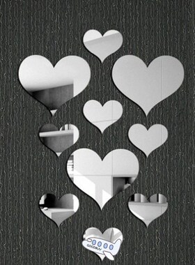 10pcs Love Heart Acrylic 3D Mirror Wall Sticker Mural Decal