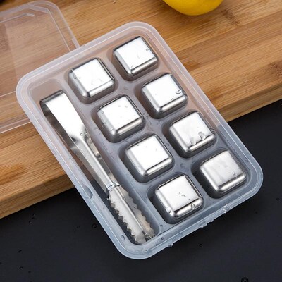 New Whisky Stones Ice Cubes Set Reusable Stainless Steel Win