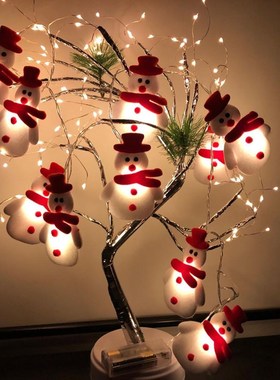 1.6M Red white Christmas Snowman String Lights LED Garland S