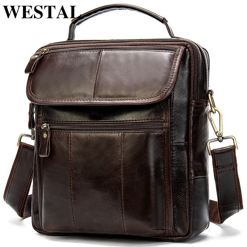 WESTAL Men's Bag Genuine Leather Crossbody Bags for Men Mes