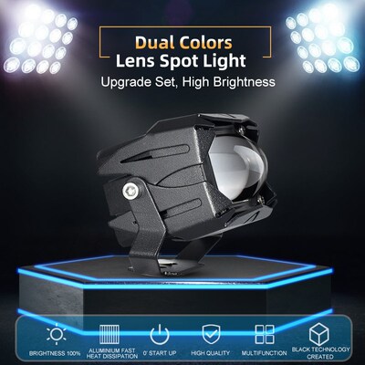 Bi Color Motorcycle Headlight LED Projector Lens Spotlight M