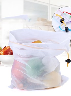 Reusable Vegetable Fruit Mesh Produce Bags Colorful Tape Was