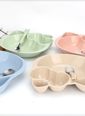 Children's baby grid plate wheat straw tableware kt cat Hell