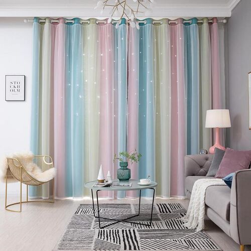100x250CM Romantic Rainbow Color Sheer Curtain Girl Kids Be