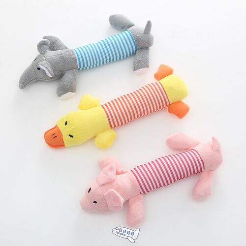 Plush Dog Chew Squeak Toys Pig Elephant Duck Pet Rope Toys P