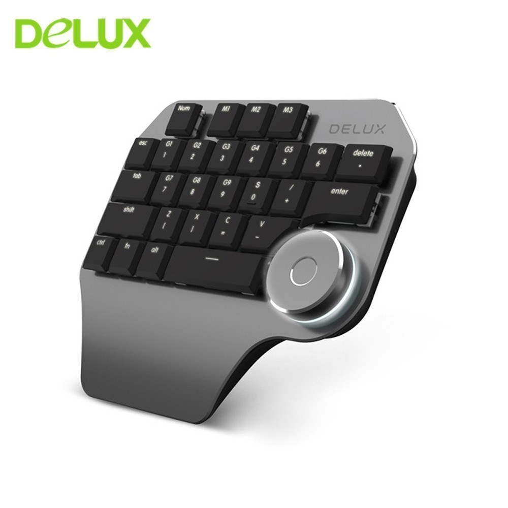 delux t11 mechanical single hand mini wired keyboard with sm