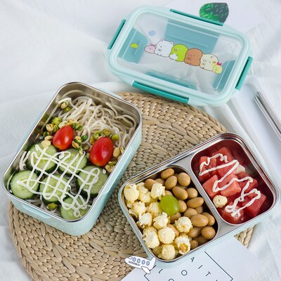 Cartoon Lunch Box Stainless Steel Double Layer Food Containe