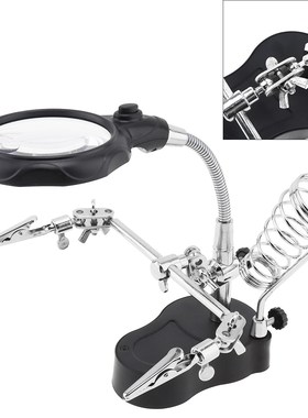 Adjustable 3.5X 12X Helping Hand Clip LED Light Magnifying G