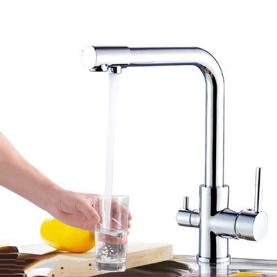 Kitchen Faucet Dual Spout Dual Control Tap For Kitchen Hot a