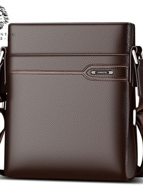 LAORENTOU Men's Genuine Leather Crossbody Bag Business Mess