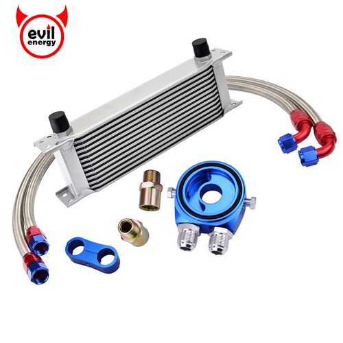 13Row AN10 Engine Transmission Oil Cooler Kit+Gauge Sensor P