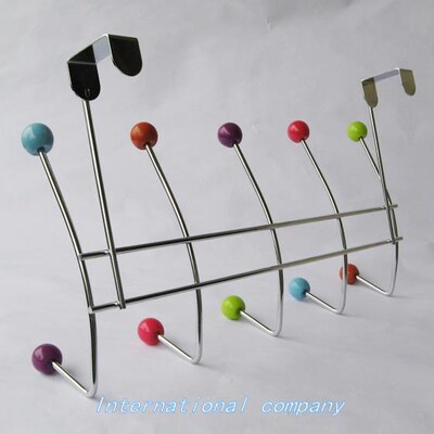 10 HOOK MULTI COLOUR OVER THE DOOR CLOTHES COAT HANGER RACK