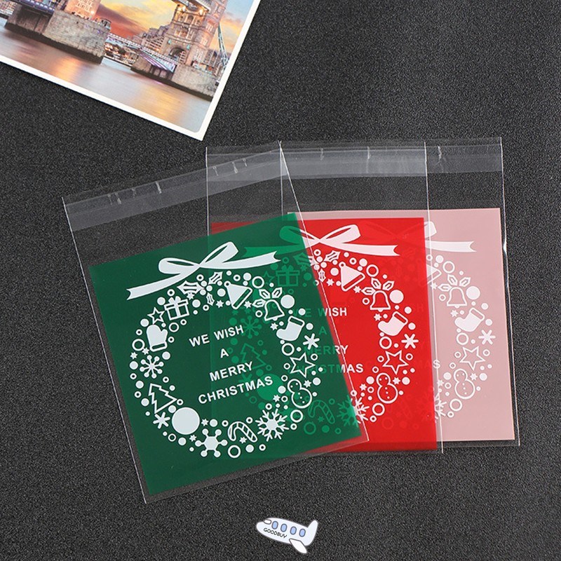 100pcs/lot christmas candy&cookies bag cellophane packing wr