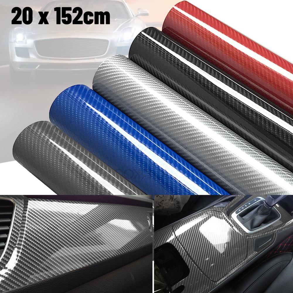 20*152cm Car High Glossy 6D Carbon Fiber Vinyl Wrap Decals